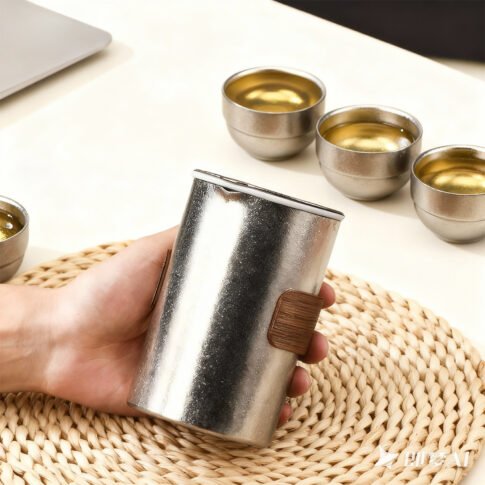 Titanium Travel Tea Set (1 Teapot + 4 Cups) | HermTEA